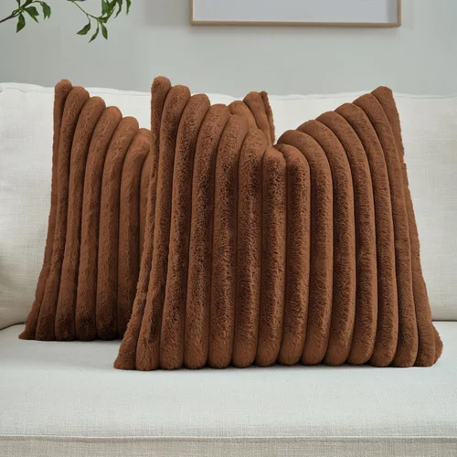Vista 26 de FUTEI Pack of 2 Faux Fur Throw Pillow Covers 20x20 Inch, Navy Blue Azul marino