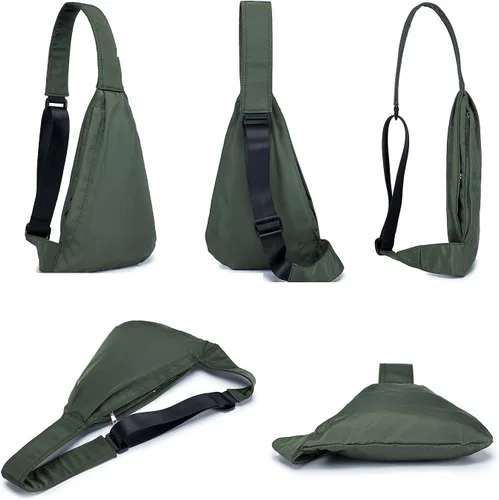Vista 2 de Croogo Bolso casual bandolera pequeña mochila cruzada al aire libre, mochila de hombro para senderismo, bolsa de día impermeable antirrobo, bolsa