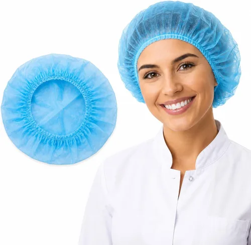 Vista 9 de Gorras desechables Bouffant 100 unidades, red de pelo de 24 pulgadas, tapa elástica para el polvo para servicio de alimentos, salón, spa, cubierta