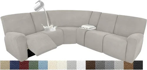 Vista 85 de Fundas impermeables de sofá reclinable modular para sofás reclinables, lavable en forma de L, para perros, fundas elásticas para sofá reclinable