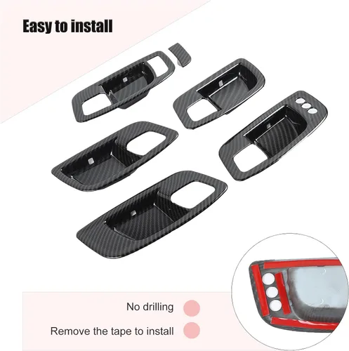 Vista 5 de CheroCar Funda para manija interior de la puerta del cargador para Dodge Charger 2011-2026, para Chrysler 300 300C 2015-2026, 6 piezas ABS negro