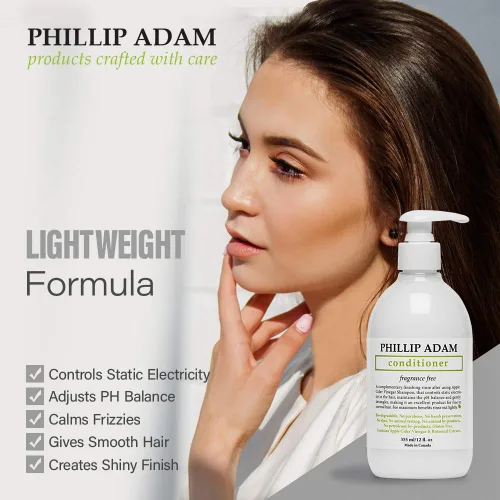 Vista 3 de Phillip Adam Acondicionador sin fragancia, fórmula de vinagre de sidra de manzana, sin parabenos, para todo tipo de cabello, 12 onzas