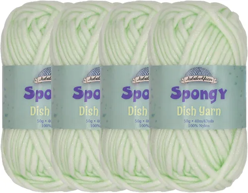 Vista 13 de JubileeYarn Hilo esponjoso para platos - 50 g/madeja de nylon grueso - paño de cocina - negro - 4 madejas