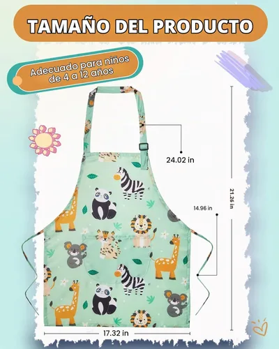Vista 4 de Lictin 2 Pack Kids Apron Girls Boys for Cooking
