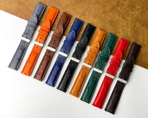 Vista 6 de vinacreations Quick Release Ostrich Leather Watch Bands Men Handmade Replacement Wrist Watch Straps Vintage Extra Soft Exotic Leather Strap 18mm