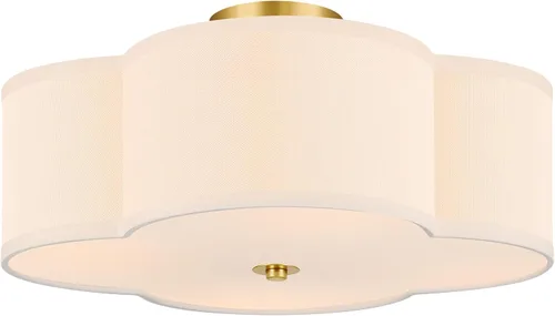Vista 13 de VONLUCE Lámpara de techo semiempotrada de 12.6 pulgadas, moderna lámpara de techo de 3 luces con pantalla en forma de pétalos blancos, 3 enchufes