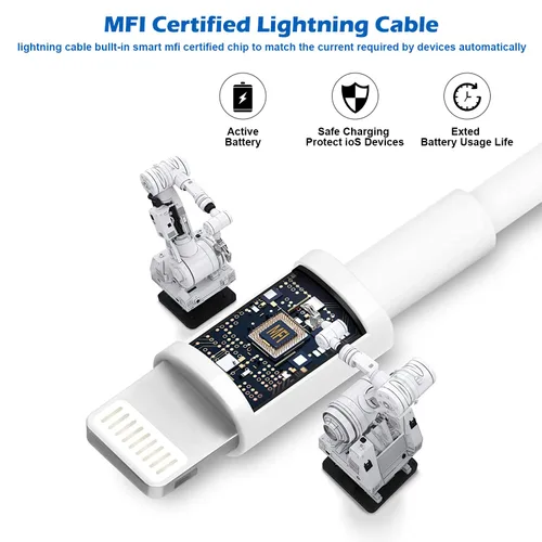 Vista 4 de Cargador para iPad, adaptador de bloque portátil plegable rápido de 12W USB para iPad, con cable de carga USB A a Lightning para iPhone, compatible