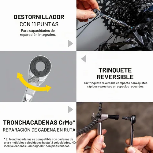 Vista 4 de Topeak Ratchet Rocket Lite NTX+ Kit de herramientas de reparación de bicicletas, multiherramienta compacta de 19 funciones con par de torsión