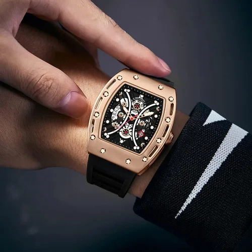 Vista 4 de MF MINI FOCUS Watch Wristwatch Fashion Hollow Big Dial Luminous Waterproof Sport Analog Quartz Business Mens Watches Silicon Strap Dress Watch