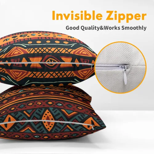 Vista 3 de Fundas de almohada tribales marrones - Juego de 2 fundas de almohada étnicas 40x40 cm azteca geométrica para decoración de sofá, cama, hogar
