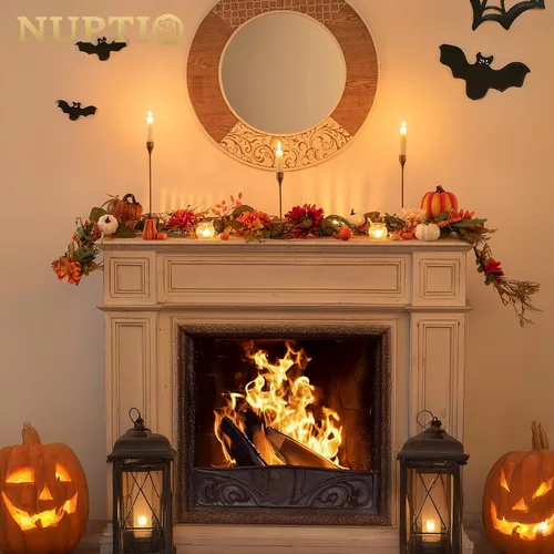 Vista 3 de NUPTIO Guirnalda de otoño con calabaza de girasol: decoración de otoño de 6