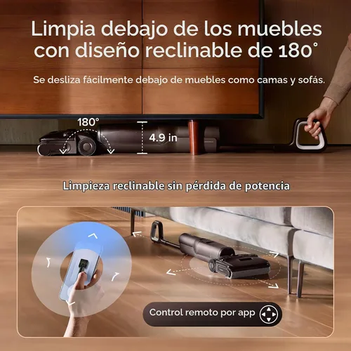 Vista 7 de roborock F25 Pro Turbo - Trapeador de vacío en seco y húmedo, limpiador
