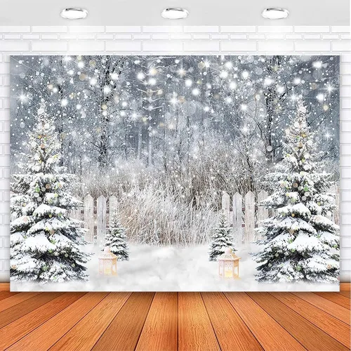Vista 9 de Avezano Telón de Fondo de Fotografía de Invierno Purpurina Bosque Nevado Pino Árbol Fondo Nieve Navidad Xmas Fiesta de Vacaciones Decoración