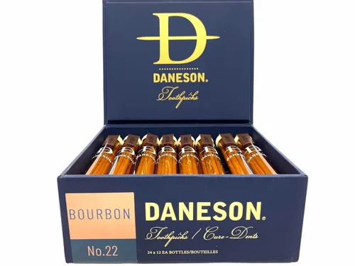 Vista 4 de Daneson - Palillos de dientes de madera Bourbon Single Malt! ¡Palillos de dientes con sabor a infusión de whisky! Esencia de whisky envejecido