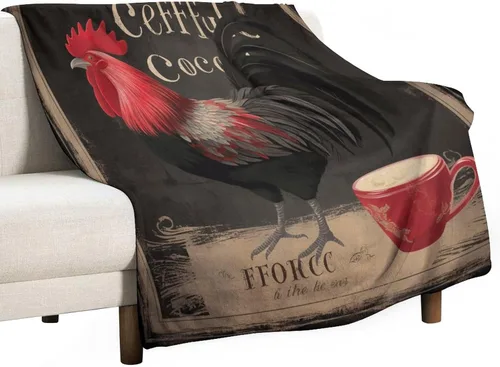 Vista 19 de Manta de microfibra suave y acogedora con diseño de gallo rústico en blanco y negro, suave y acogedora manta de microfibra para sofá, cama, oficina