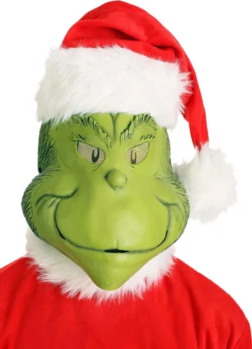 Vista 4 de Dr. Seuss The Grinch - Disfraz de Santa con máscara completa para adultos (hombre adulto SM 36-40)