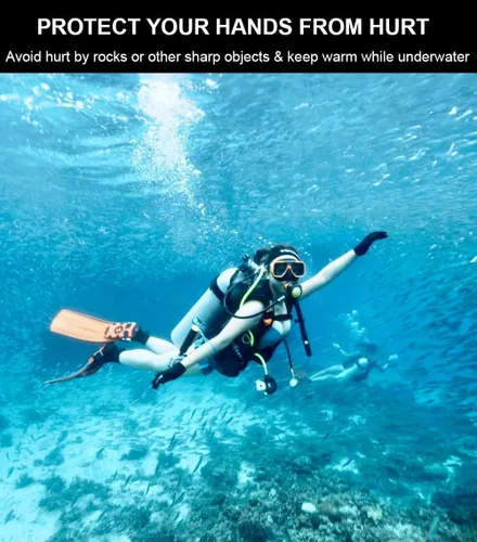 Vista 4 de SUJAYU Guantes de buceo de neopreno de 0.118 pulgadas, guantes de buceo antideslizantes para piscina, guantes de pesca impermeables para natación