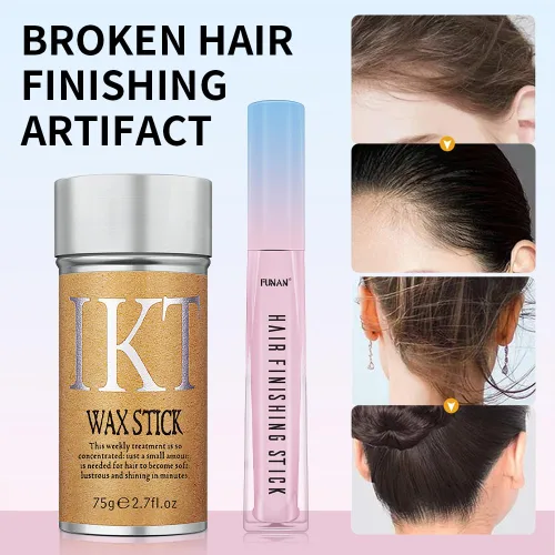 Vista 2 de FUNAN Juego de 9 palos de acabado de cabello con barra de acabado de cabello, barra de cera para el cabello, herramientas para la cola del cabello