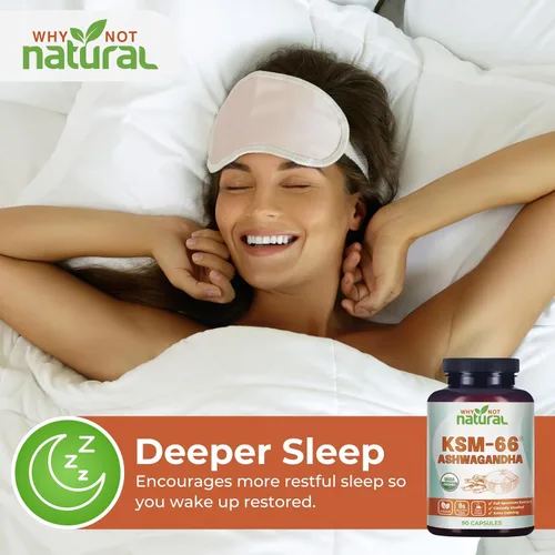 Vista 5 de Why Not Natural Ashwagandha Orgánica KSM 66 Suplementos Cápsulas - KSM66