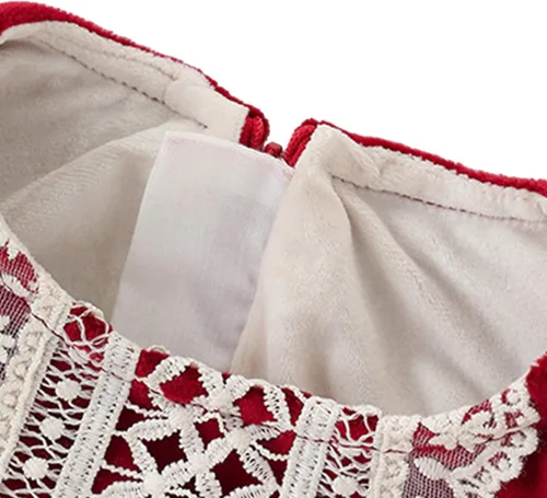 Vista 3 de famuka Vestido rojo de princesa de manga larga para niña pequeña