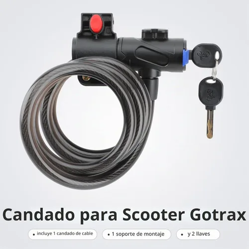Vista 2 de Gotrax LockGuard - Cerraduras para scooter, cable de bloqueo de bicicleta de 4 pies, cerradura de bicicleta antirrobo resistente con soporte