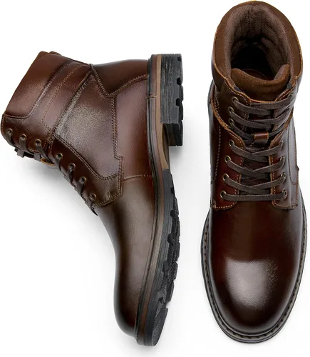 Vista 7 de Jousen Botas de cuero casuales para hombre, botas de vestir Chukka de moda para hombre