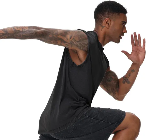 Vista 6 de Camisetas sin mangas de algodón para hombre, corte muscular, gimnasio, correr, playa, ajuste holgado
