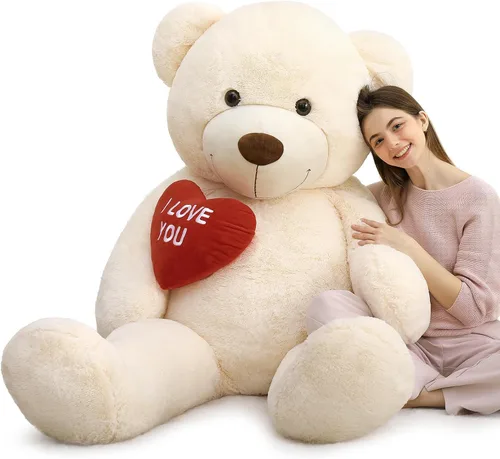 Vista 18 de MaoGoLan Oso de peluche gigante de 52" Oso de peluche - Te amo Corazón rojo Oso de peluche grande para regalo de San Valentín, aniversario, larga