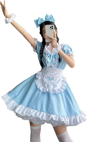 Vista 5 de Traje de sirvienta, lencería femenina, traje de sirvienta, lindo traje de sirvienta, conjunto de vestido de cosplay para mujer Halloween