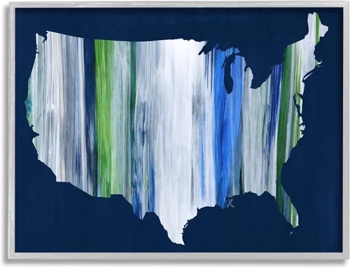 Vista 9 de Stupell Industries Abstract Stripe - Placa de pared con mapa de Estados Unidos de América, 19 x 13, azul