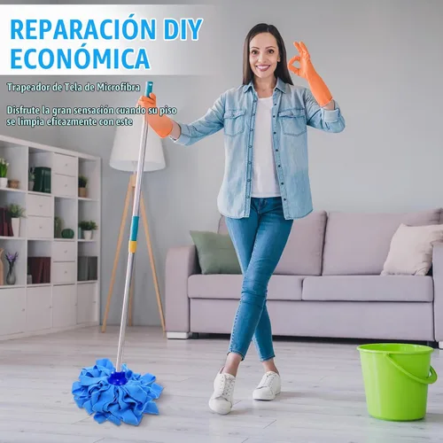 Vista 2 de Yaomiao 12 cabezales de microfibra de repuesto para mango de 0.8 de diámetro, limpieza de pisos, paño de algodón húmedo y seco, repuestos