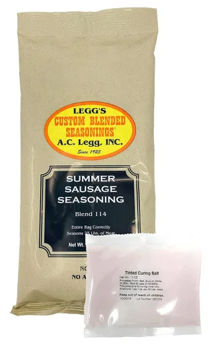 Vista 4 de A.C. Legg, Inc. Condimento de salchicha de verano con paquete de cura, 18 onzas, estaciones de hasta 25 libras, para cerdo, carne de res y caza