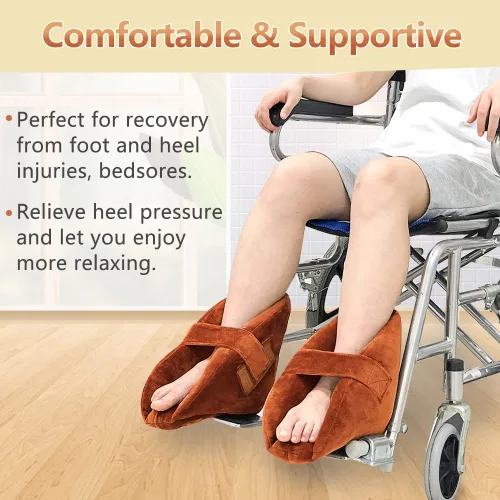 Vista 2 de Zelen Protectores de talón acolchados para úlceras de cama (1 par) almohadas de pie para úlceras por presión para úlceras por presión, alivio