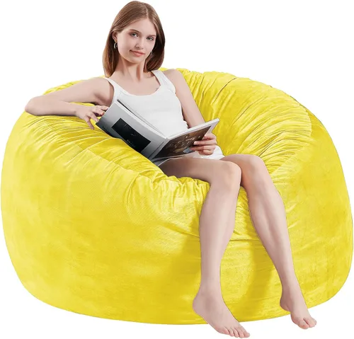 Vista 12 de Puf para niños – Silla redonda de espuma viscoelástica de 2.5 pies – Sofá puff para niños y adolescentes con funda de microfibra suave – Sofá