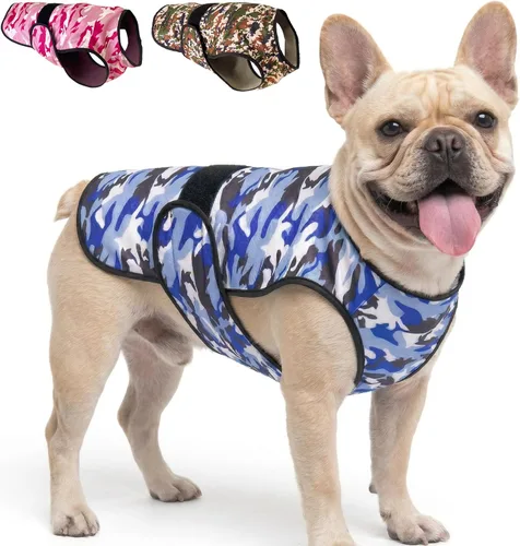 Vista 14 de Chaleco refrescante para perro, chaqueta de refrigeración de microfibra de 2 capas, azul, talla XS Longer cooling duration, balanced comfort, UV
