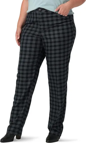 Vista 7 de Lee Women's Plus Size Wrinkle Free Relaxed Fit Straight Leg Pant Negro