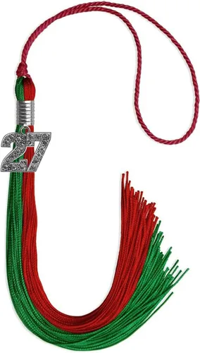 Vista 16 de Endea Graduation Borla de doble color con dije de plata brillante (negro/oro antiguo, 2025)