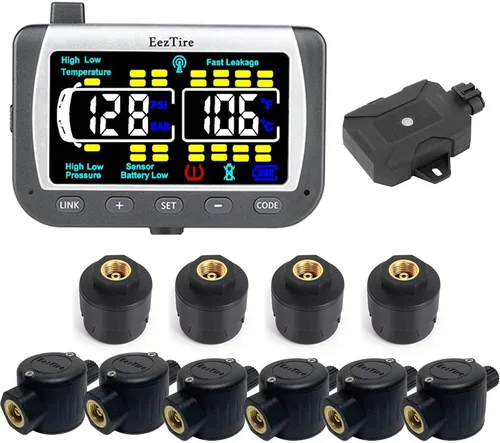 Vista 9 de EEZ RV Products EEZTire - Sistema de monitoreo de presión de neumáticos en tiempo real/24x7 - Monitor a color + 4 sensores + Sistema de refuerzo