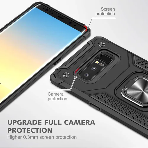 Vista 2 de YmhxcY Funda para Galaxy Note 8, funda para Galaxy Note 8 con protector de pantalla curvado 3D, fundas de grado armadura con soporte giratorio
