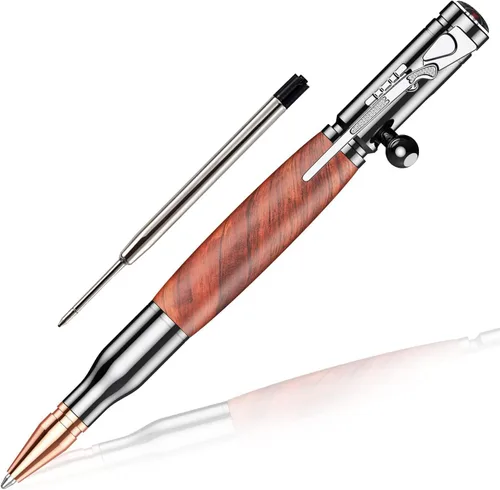 Vista 8 de Bolígrafo Bolt Action con brújula y clip para rifle y recargas adicionales y decoración de oficina, regalo para papá/colega/novio/esposo