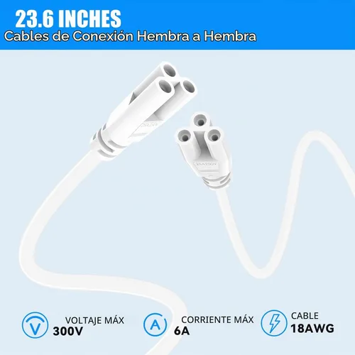 Vista 6 de Paquete de 4 cables de conexión hembra a hembra de 2 pies para luz LED T5 T8 de tienda