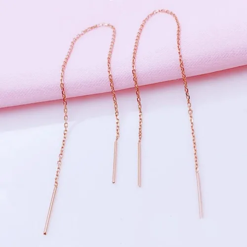 Vista 2 de SAGEKING 2024 New 585 Purple Gold Plated 14K Rose Gold Long O-Shaped Chain Earrings Simple Fashion Earrings For Women Party Jewelry Fashion