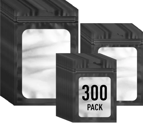 Vista 12 de ANZNKU 300 bolsas holográficas de Mylar resellables, bolsas resellables de 4x6 pulgadas para pequeñas empresas, bolsa de kit para resaca a prueba