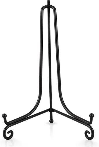 Vista 20 de Paquete de 2 soportes de exhibición de hierro, soporte para fotos de caballete de hierro negro, muestra marcos de fotos, platos decorativos