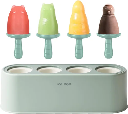 Vista 14 de Juego de 4 moldes para paletas caseras de silicona, moldes para helados, de fácil liberación, reutilizables, moldes para hacer bricolaje