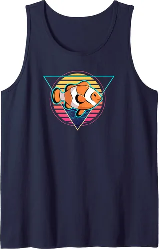Vista 8 de Clown Fish Futuristic Synthwave Vaporwave Aquarium Clown Tank Top Negro
