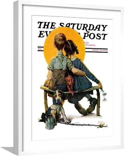 Vista 16 de ART.COM Norman Rockwell - Cubierta para poste de pared con estampado giclée Little Spooners or Sunset Saturday Evening Post, 24 de abril de 1926