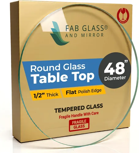 Vista 38 de Fab Glass - Mesa redonda de cristal de 48 in, grosor de 3/4 in, cristal pulido plano templado, Vidrio, Transparente