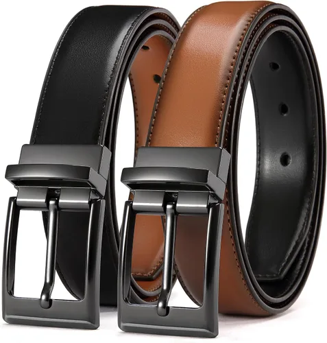 Vista 21 de CHAOREN Cinturón reversible para hombre, 1 pieza, cinturón de vestir de Negro/Marrón