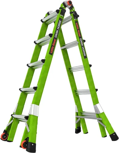 Vista 33 de Little Giant Escaleras Dark Horse 2.0 FG 13', verde de alta visibilidad